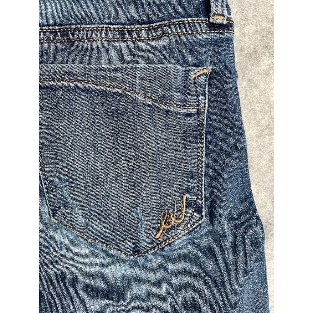 Express Stella Low Rise Cropped Skinny Jeans Blue Distressed Denim Womens 0R - Picture 11 of 14